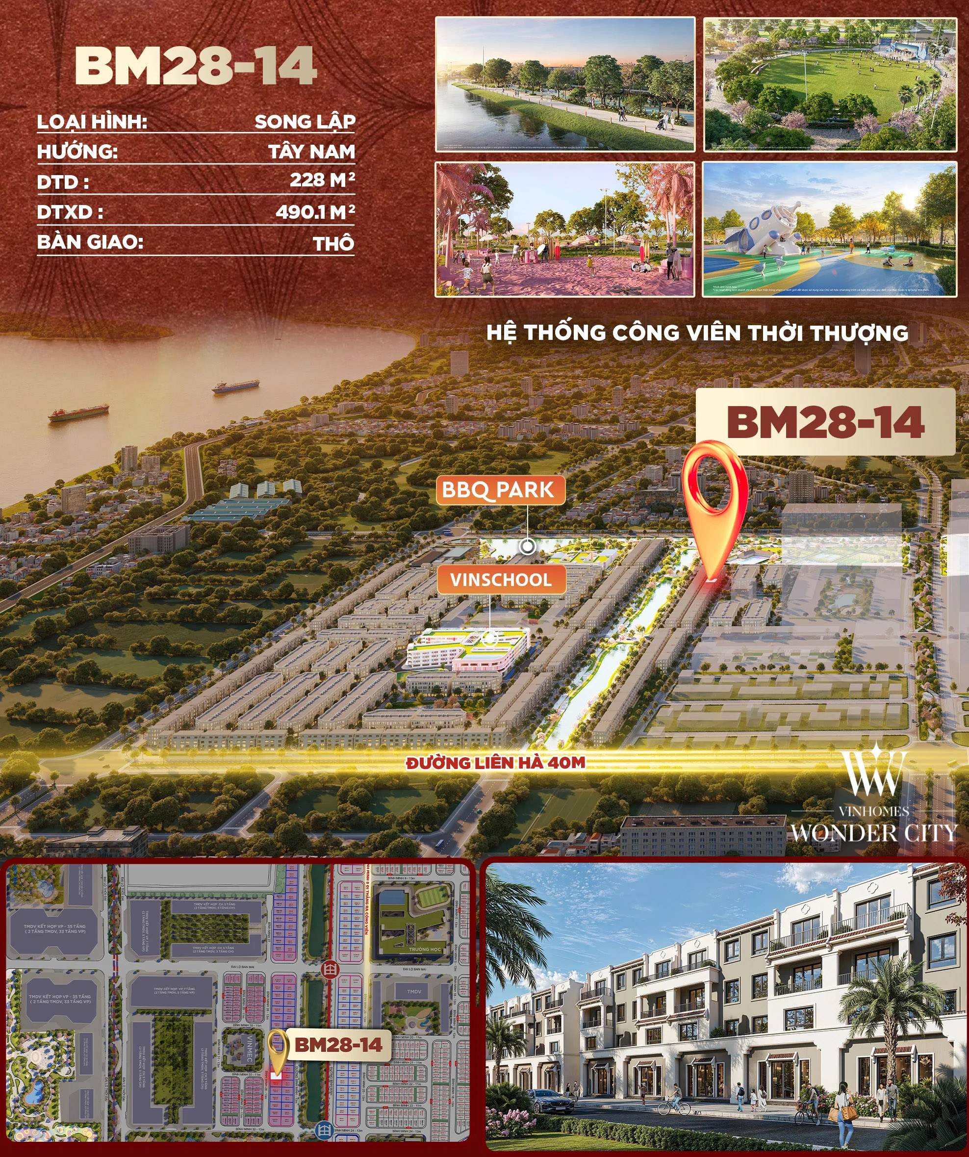 Giá Biệt thự Song Lâp khu Bình Minh 28 - 14 diện tích 228m2 giá 30,6 tỷ