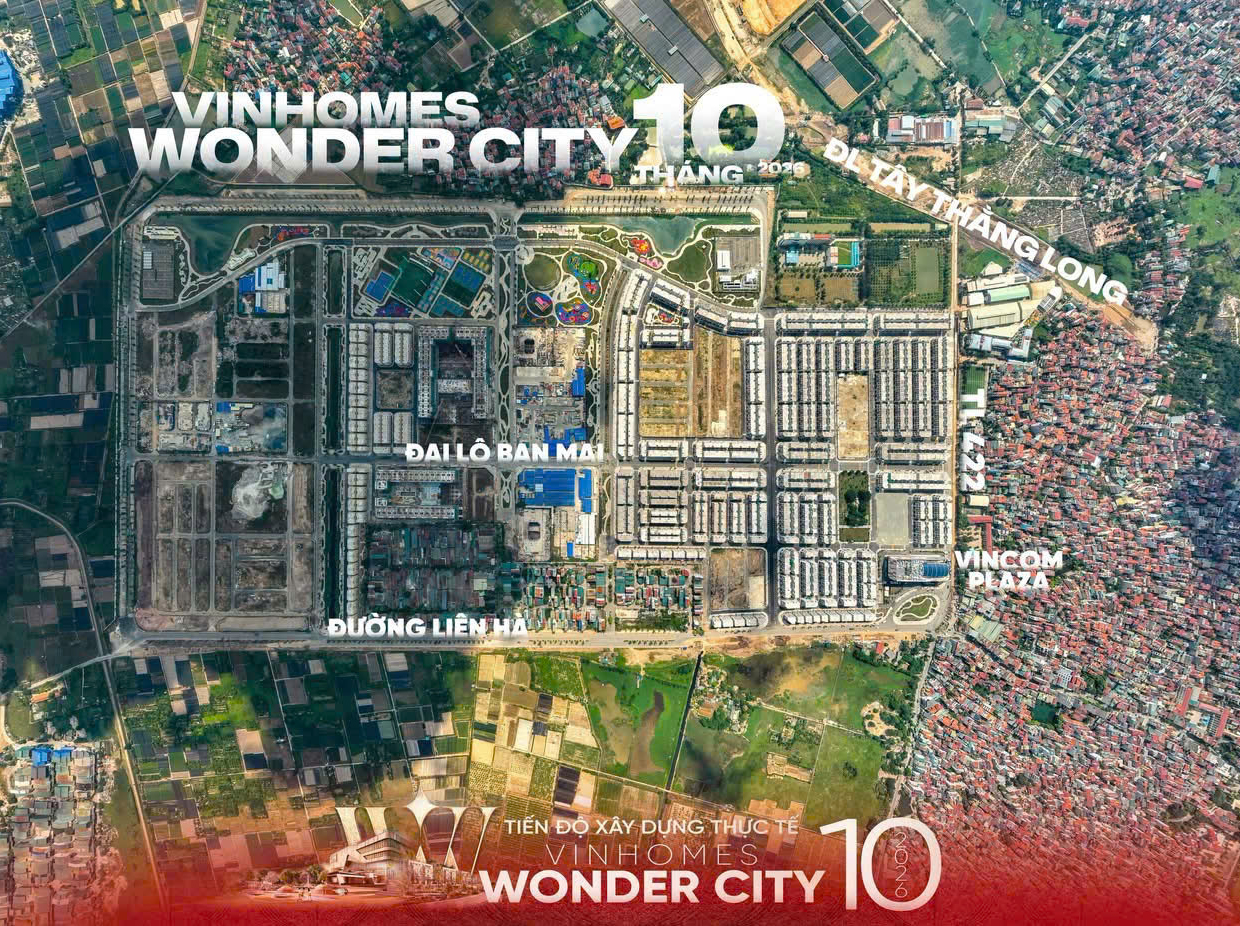 Tổng thể toàn dự án Vinhomes Wonder city Đan Phượng tháng 10-2026