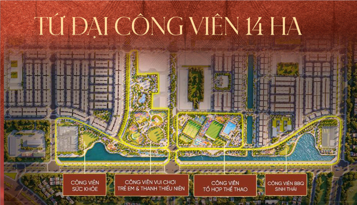 Tứ đại công viên rộng 14ha tại Vinhomes Wonder city